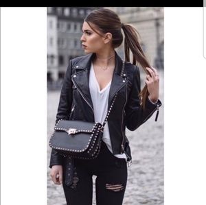 Black Moto Vegan Leather Jacket